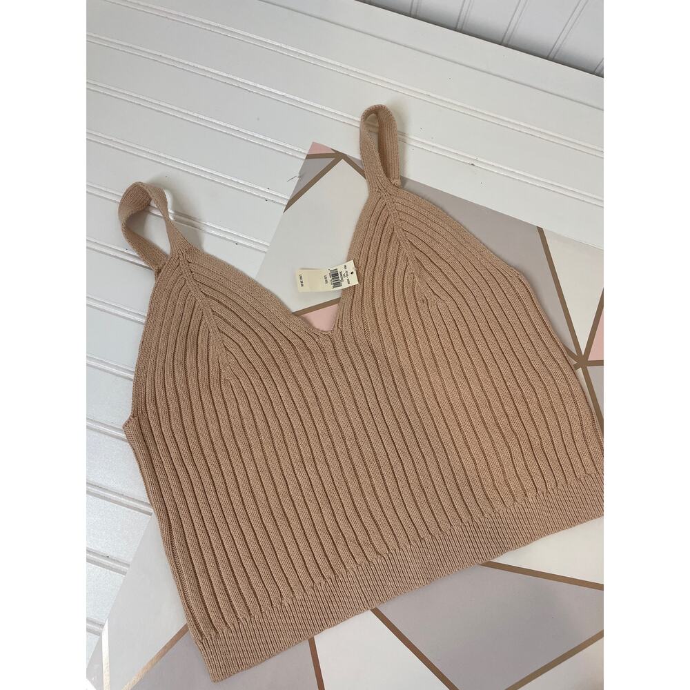 NWT Aerie Tan Ribbed Cropped Tank & American Eagle Black Ribbed Tee Bundle XXL - Picture 4 of 10